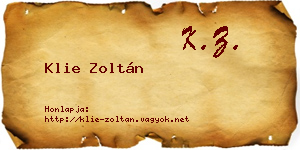 Klie Zoltán névjegykártya